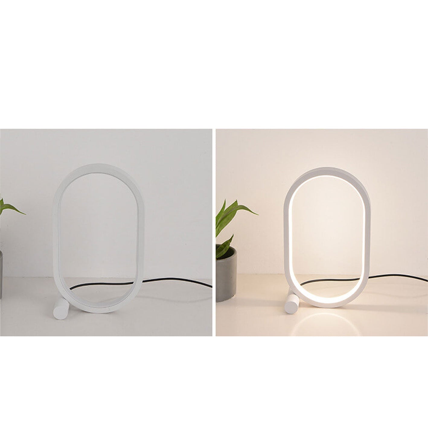 Creative Simple Oval USB LED Night Light Table Lamp