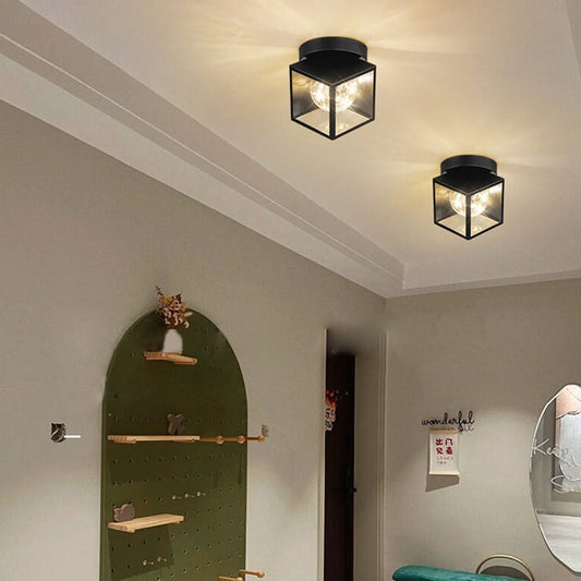 Nordic Square Geometric Ball LED Semi-Flush Mount Ceiling Light
