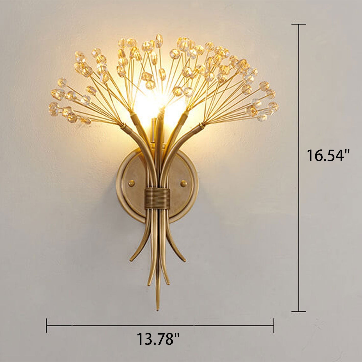 Modern Luxury Glass Dandelion Flower Design Brass 1-Light Wall Sconce Lamp