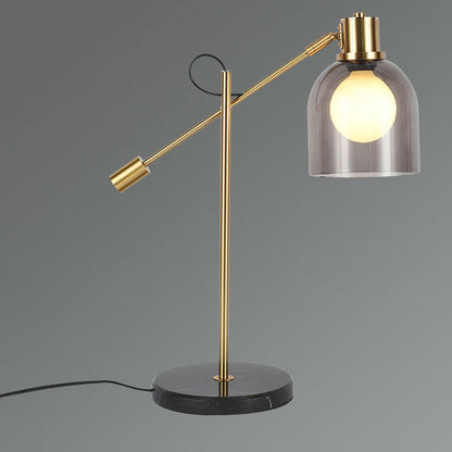 Postmodern Smoke Gray Glass Dome Metal  Arm 1-Light Table Lamp