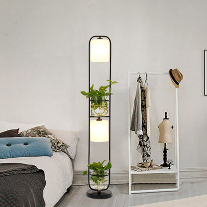 Industrial Cylinder Fabric 2-Light Plant Hydroponics Standing Floor Lamps