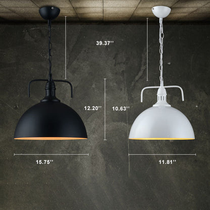 Industrial Vintage Pot Lid Dome 1-Light Pendant Light
