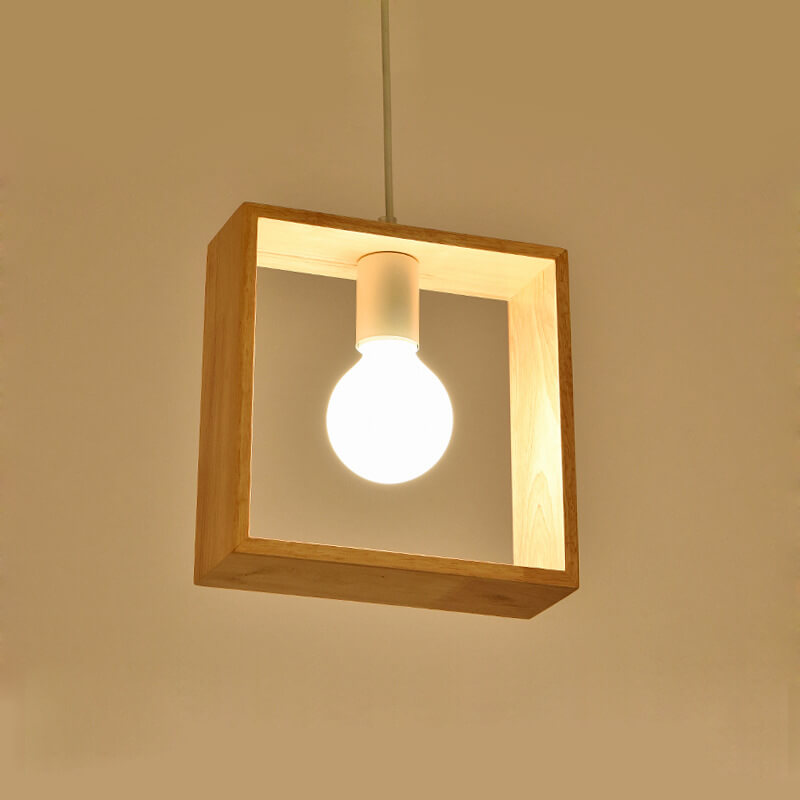 Nordic Minimalist Wooden 1-Light Geometric Pendant Light