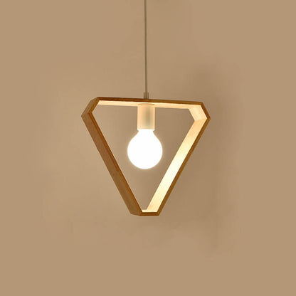 Nordic Minimalist Wooden 1-Light Geometric Pendant Light