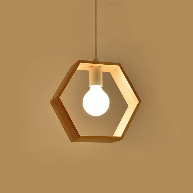 Nordic Minimalist Wooden 1-Light Geometric Pendant Light