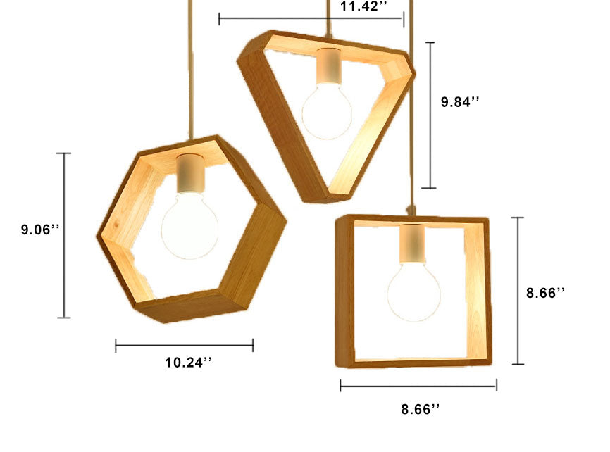 Nordic Minimalist Wooden 1-Light Geometric Pendant Light