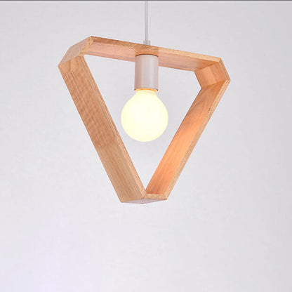 Nordic Minimalist Wooden 1-Light Geometric Pendant Light