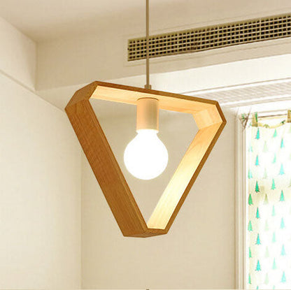 Nordic Minimalist Wooden 1-Light Geometric Pendant Light