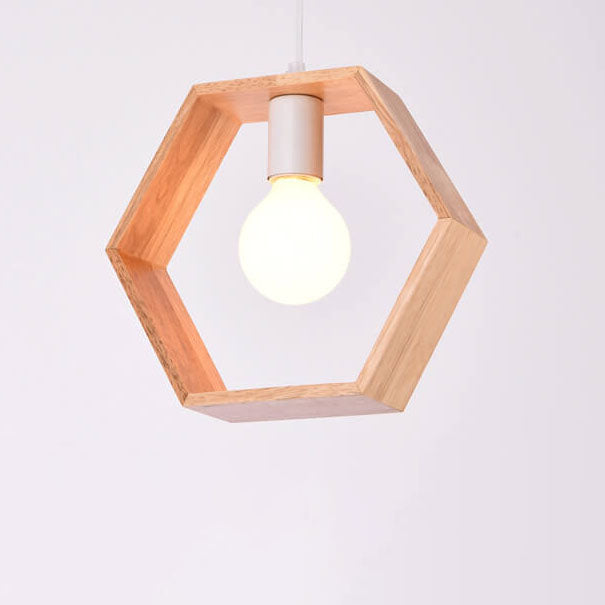 Nordic Minimalist Wooden 1-Light Geometric Pendant Light