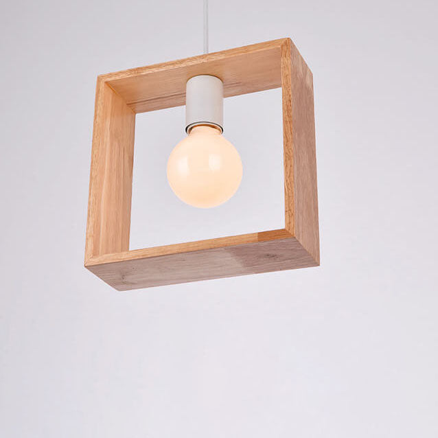 Nordic Minimalist Wooden 1-Light Geometric Pendant Light