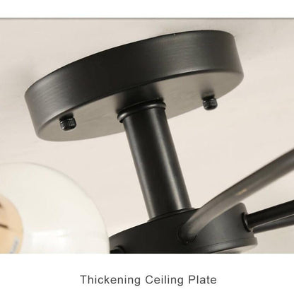 Wrought Iron 6-Light Petal Shaped Semi-Flush Mount Lighting