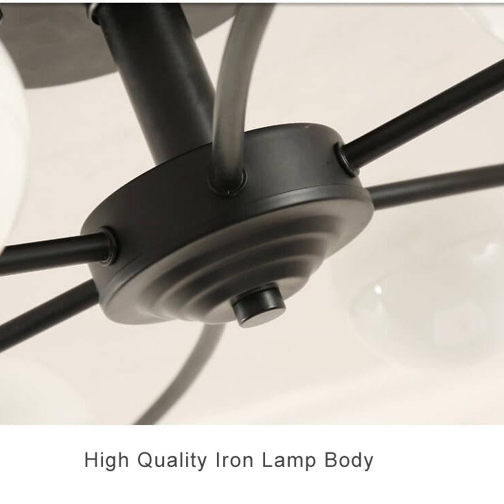 Wrought Iron 6-Light Petal Shaped Semi-Flush Mount Lighting