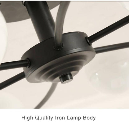 Wrought Iron 6-Light Petal Shaped Semi-Flush Mount Lighting