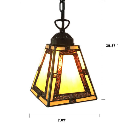 Tiffany Stained Glass 1-Light Geometric Pendant Light