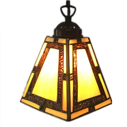 Tiffany Stained Glass 1-Light Geometric Pendant Light