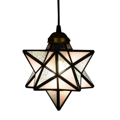 Tiffany Star Shade Icy Clear Glass 1-Light LED Pendant Light