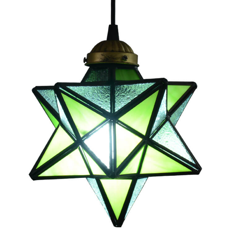 Tiffany Star Shade Icy Clear Glass 1-Light LED Pendant Light