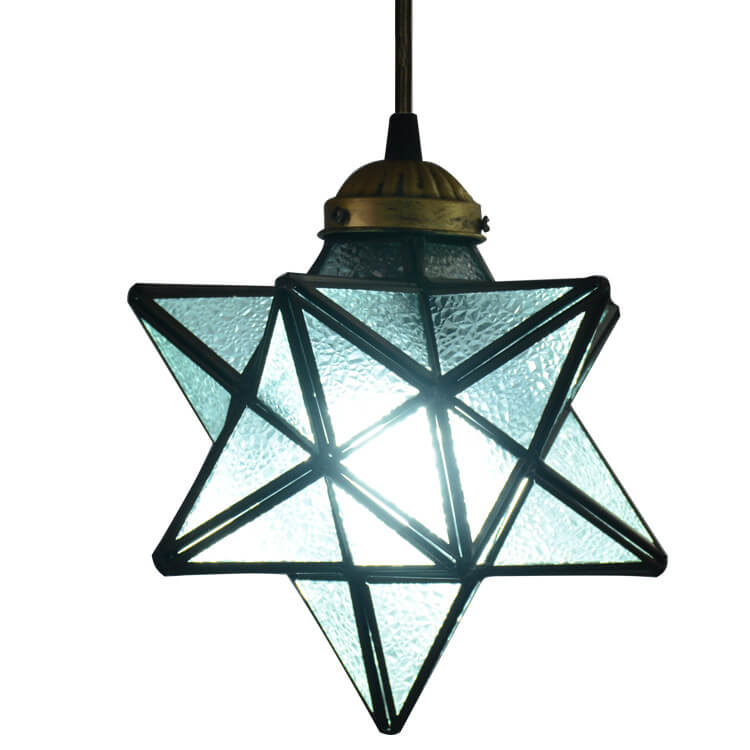 Tiffany Star Shade Icy Clear Glass 1-Light LED Pendant Light