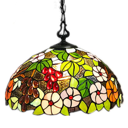 Tiffany Stained Glass 1-Light Bowl Shape Green Pendant Light