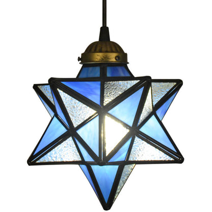 Tiffany Star Shade Icy Clear Glass 1-Light LED Pendant Light