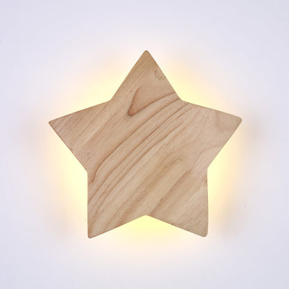 Star Shaped Wooden 1-Light Mood LED Wall Sconce Lamp