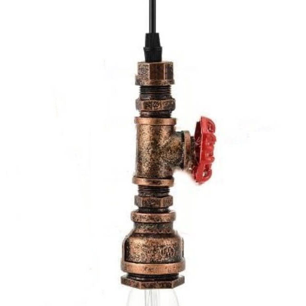 Industrial Retro Water Pipe Aged Metal 1-Light Pendant Light