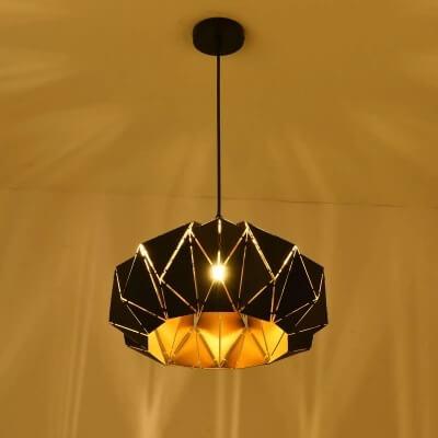 Vintage Wrought Iron Geometric Diamond Pendant Light