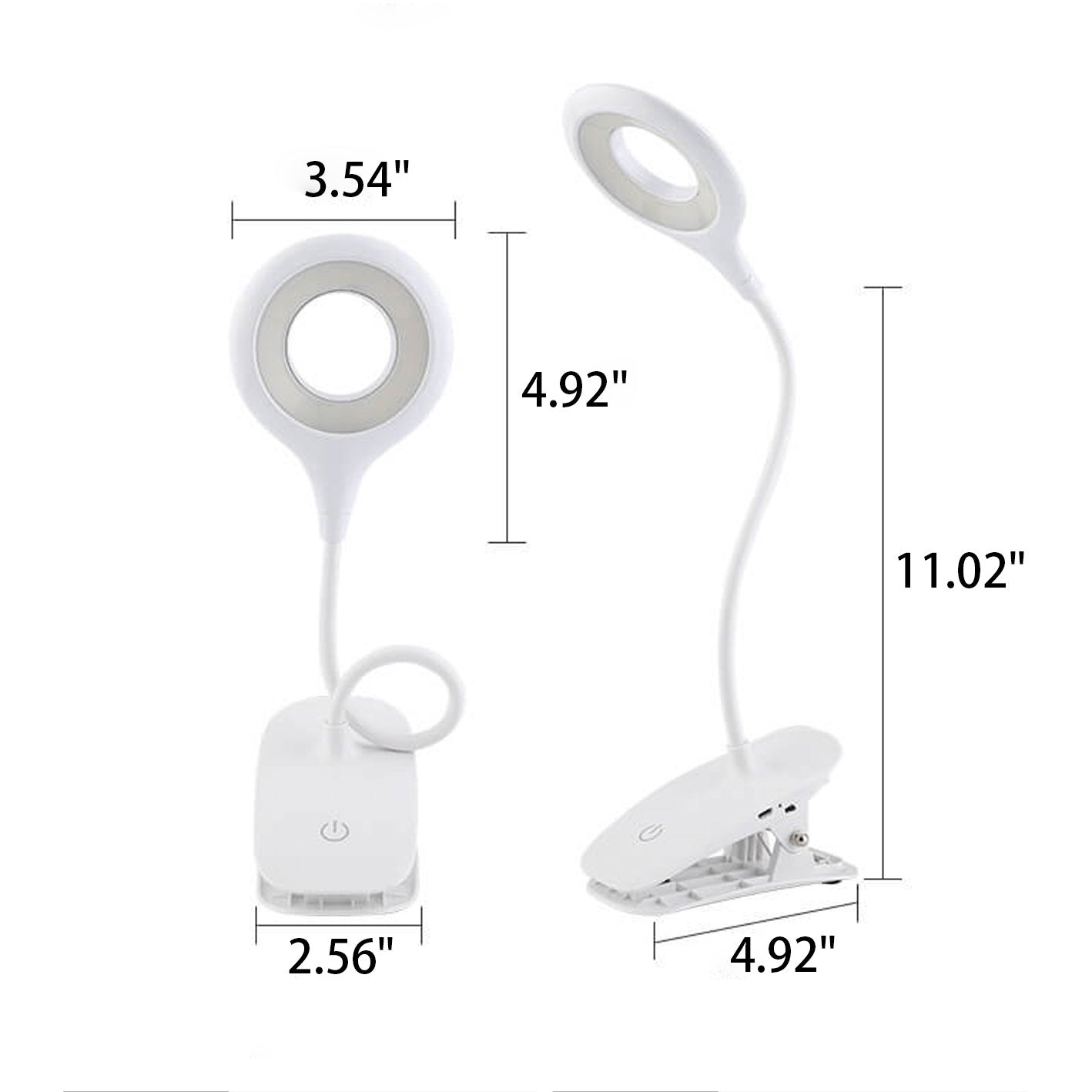 Simple Creative Foldable Round Shade Rechargeable Clips LED Desk Lamp