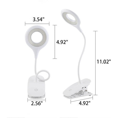 Simple Creative Foldable Round Shade Rechargeable Clips LED Desk Lamp