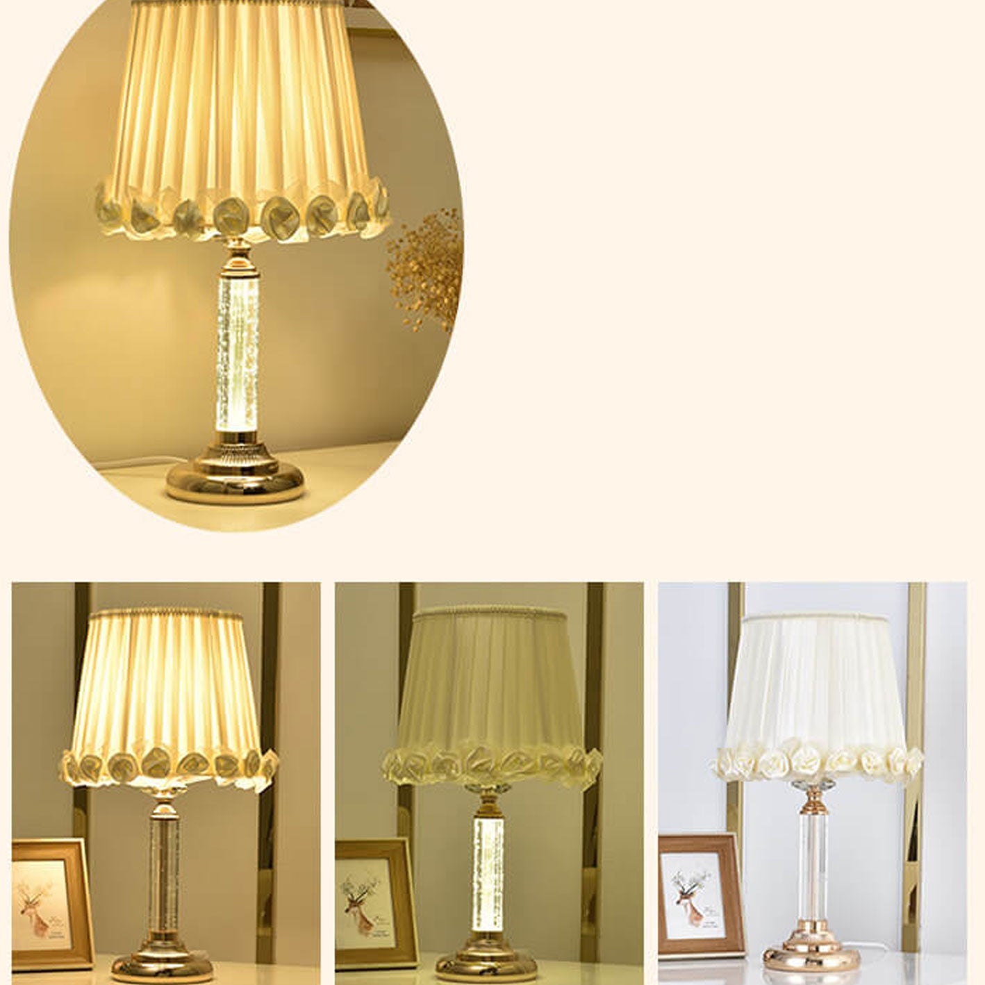 European Crystal Brightness Adjustable Remote Control 1-Light Table Lamp
