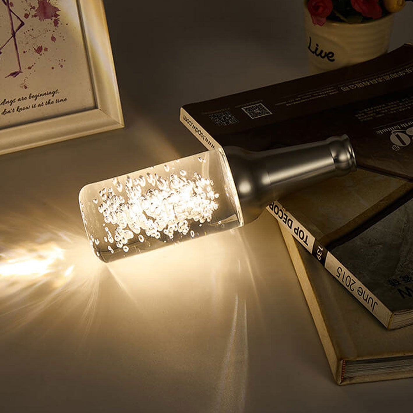 Creative Luminous Wine Bottle Rechargeable Touch Decorative LED Table Lamp