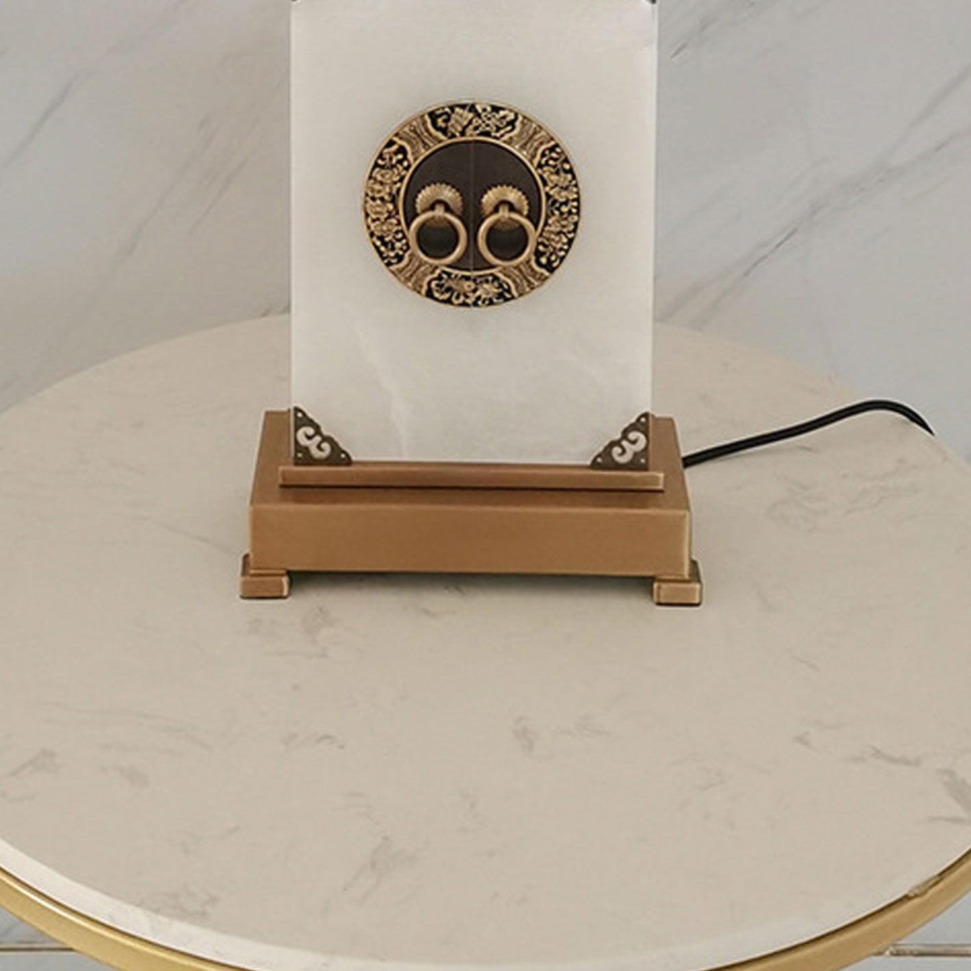 Chinese Light Luxury Lucite Copper 1-Light Table Lamp