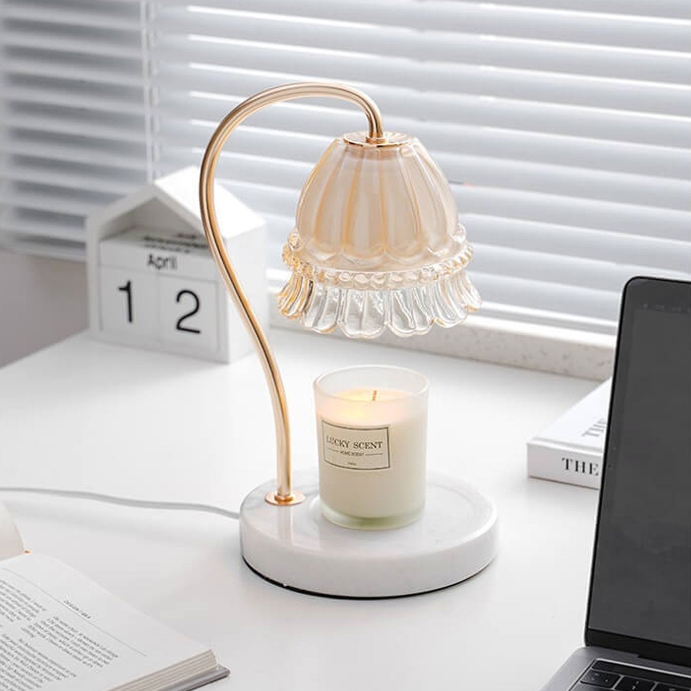 Creative Glass Bellflower Aroma Lamp Melting Wax Table Lamp