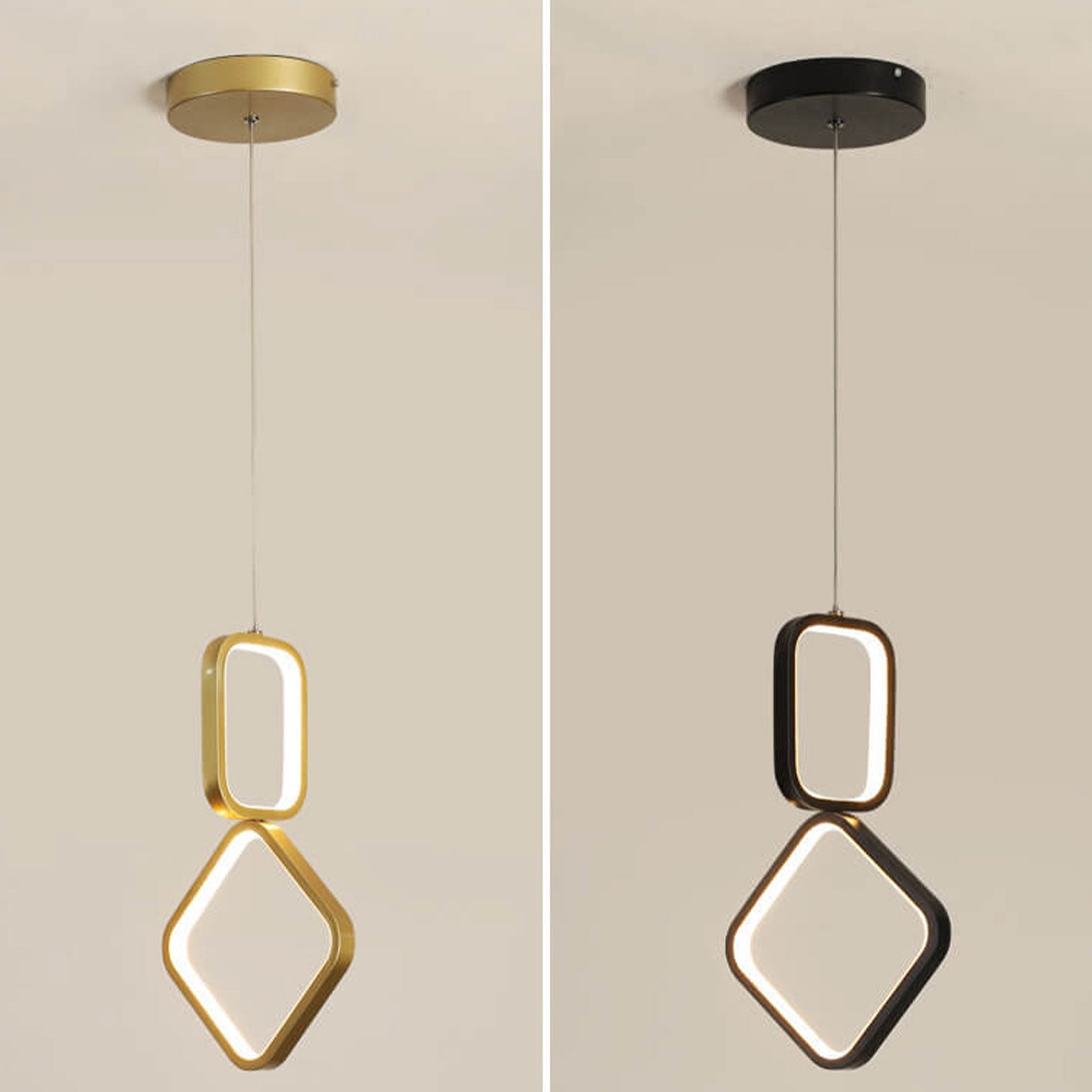 مصباح LED معلق على شكل حلقة هندسية من الحديد بتصميم إسكندنافي بسيط 