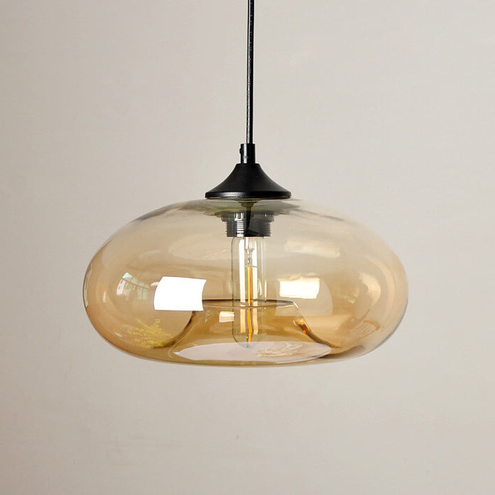 Creative Colored Glass Oval 1-Light Pendant Light