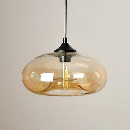 Creative Colored Glass Oval 1-Light Pendant Light