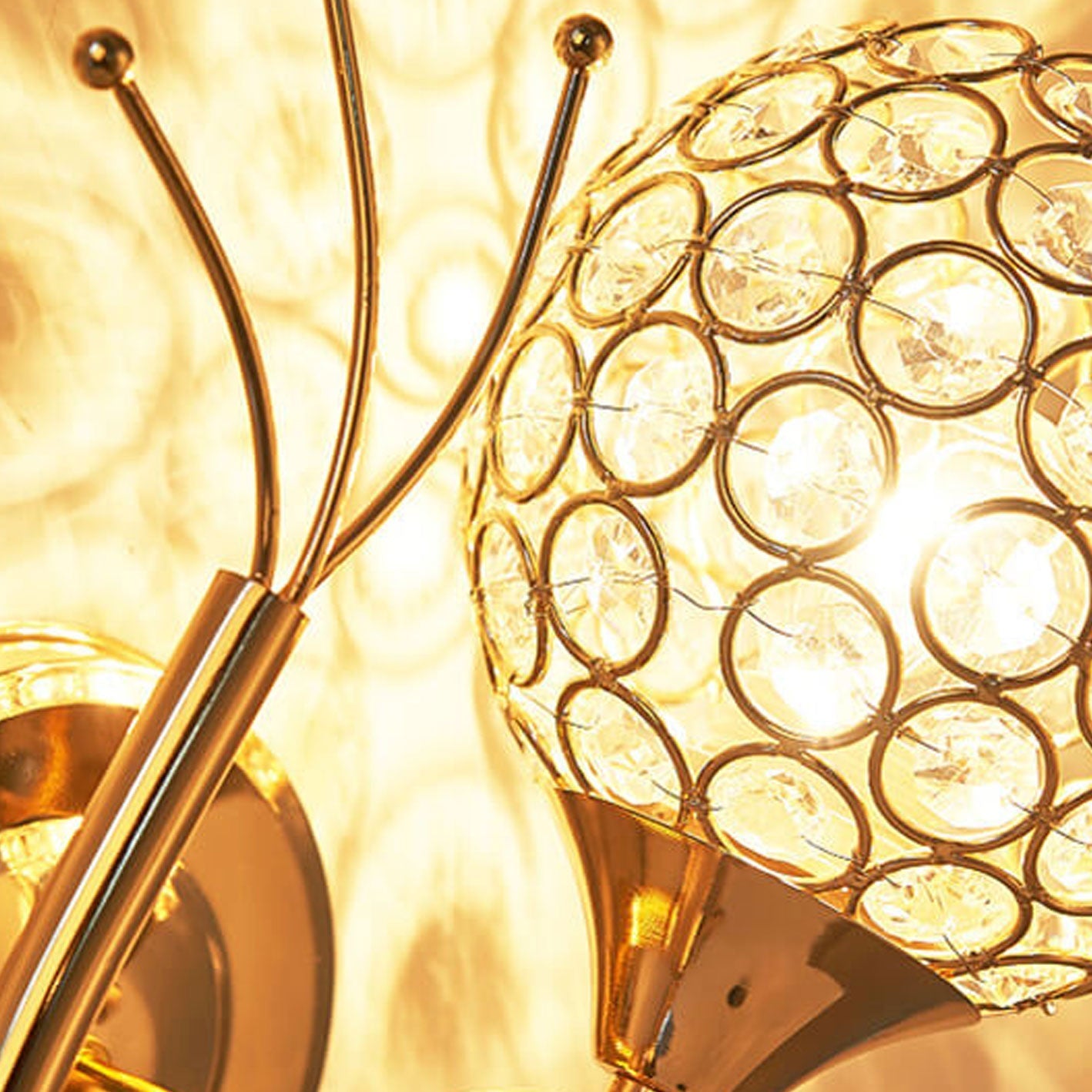 Luxury European Crystal Ball Curved Arm 1-Light Wall Sconce Lamp