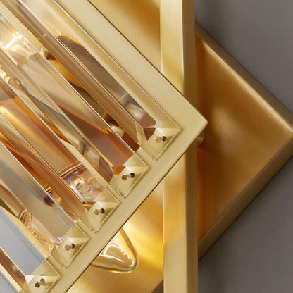 Nordic Luxury Brass Crystal Geometric Ring 2/3 Light Wall Sconce Lamp