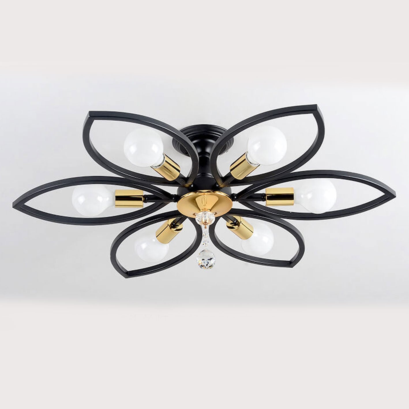 Nordic Light Luxury Wrought Iron Crystal 6/8-Light Flush Mount Ceiling Light