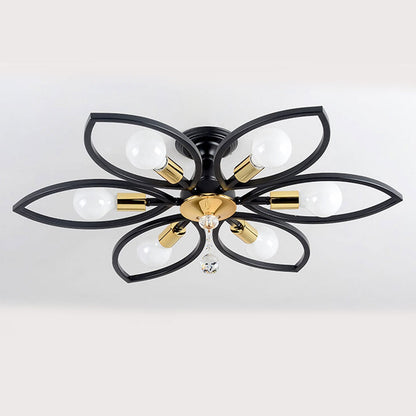 Nordic Light Luxury Wrought Iron Crystal 6/8-Light Flush Mount Ceiling Light