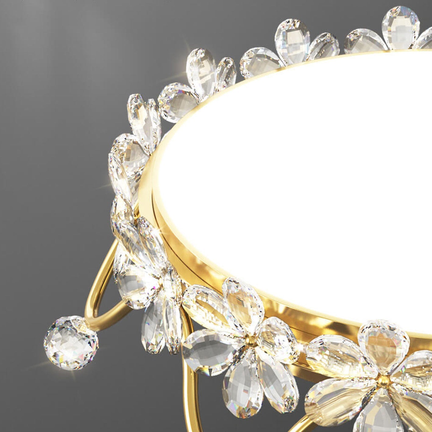 Modern Minimalist Wrought Iron Crystal Crown Projection LED Flush Mount Ceiling Light