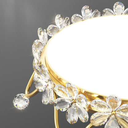 Modern Minimalist Wrought Iron Crystal Crown Projection LED Flush Mount Ceiling Light