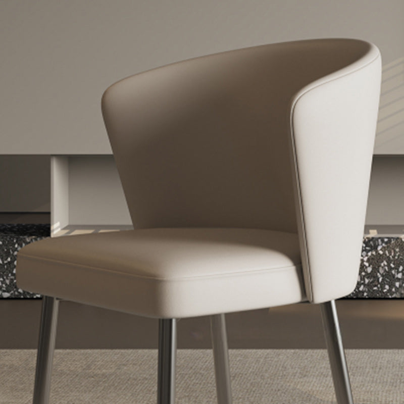 Contemporary Luxury Square Upholstered Microfiber Leather Carbon Steel Dining Chair Curved Backrest For Dining Room