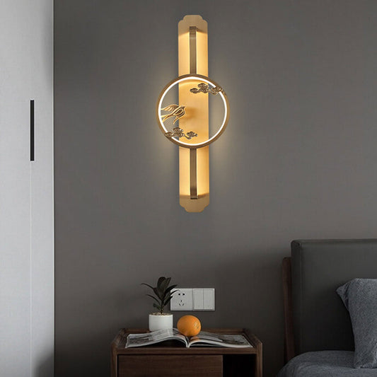 Retro Chinese Round Long Ring LED Wall Sconce Lamp