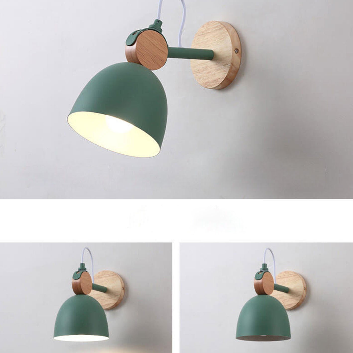 Nordic Macaron Dome Log 1-Light Rotatable Wall Sconce Lamp