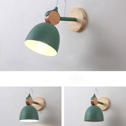 Nordic Macaron Dome Log 1-Light Rotatable Wall Sconce Lamp