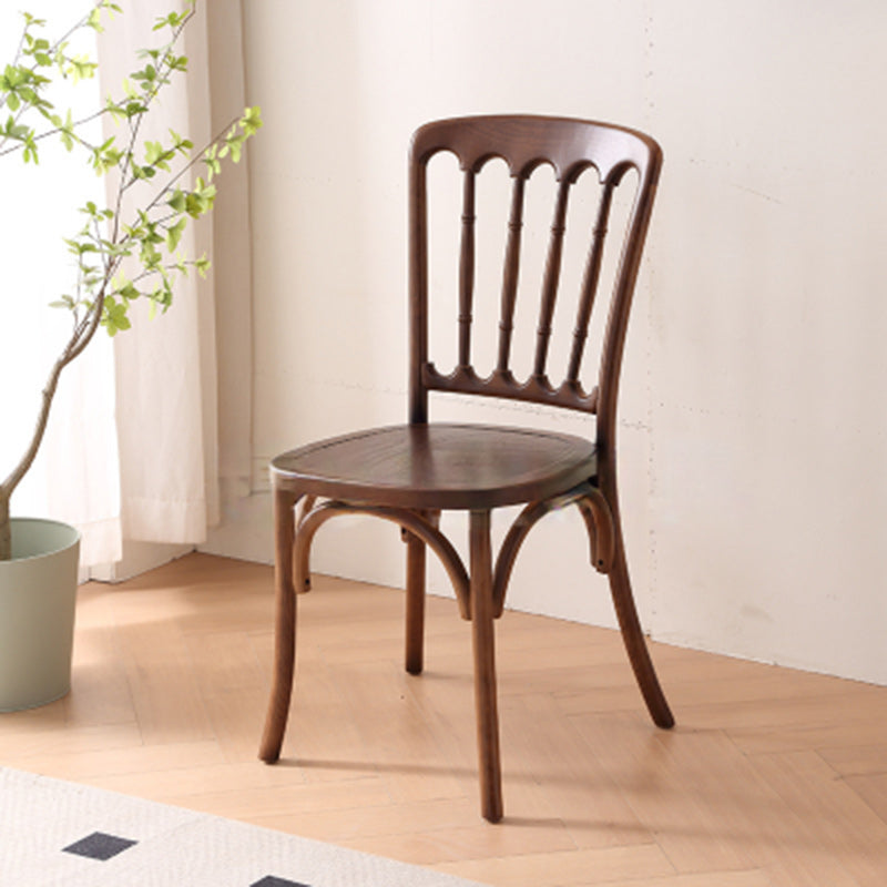 Traditional Vintage Round Rattan Solid Wood Dining Chair Backrest For Dining Room