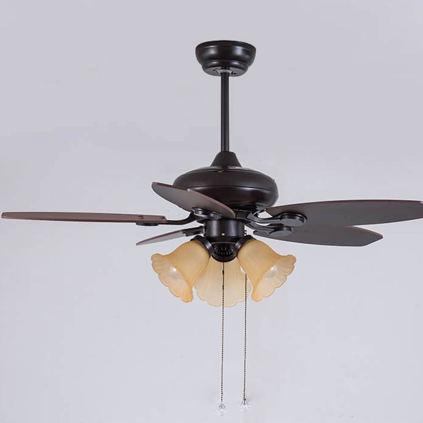European Vintage Bell Shade Downrods Ceiling Fan Light