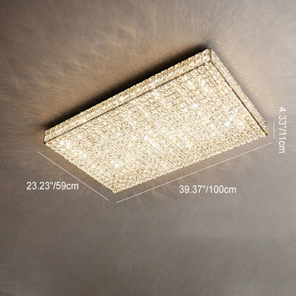 مصباح سقف LED دائري مستطيل الشكل من الكريستال من الفولاذ المقاوم للصدأ بتصميم عصري فاخر لغرفة المعيشة