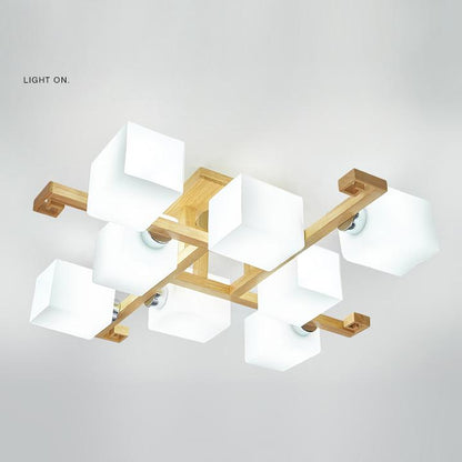 Nordic Modern Creative Solid Wood 4/5/8/9 Lights Flush Mount Ceiling Light